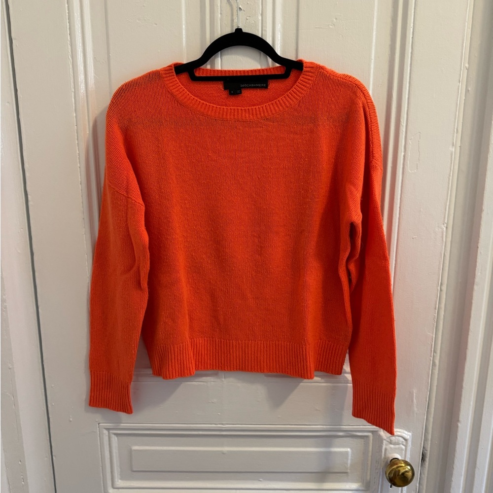 360 Cashmere Orange Women's Sweater with Pink Star